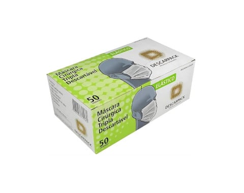 Máscara Descartável Tripla Clip Nasal Elástico - Descarpack